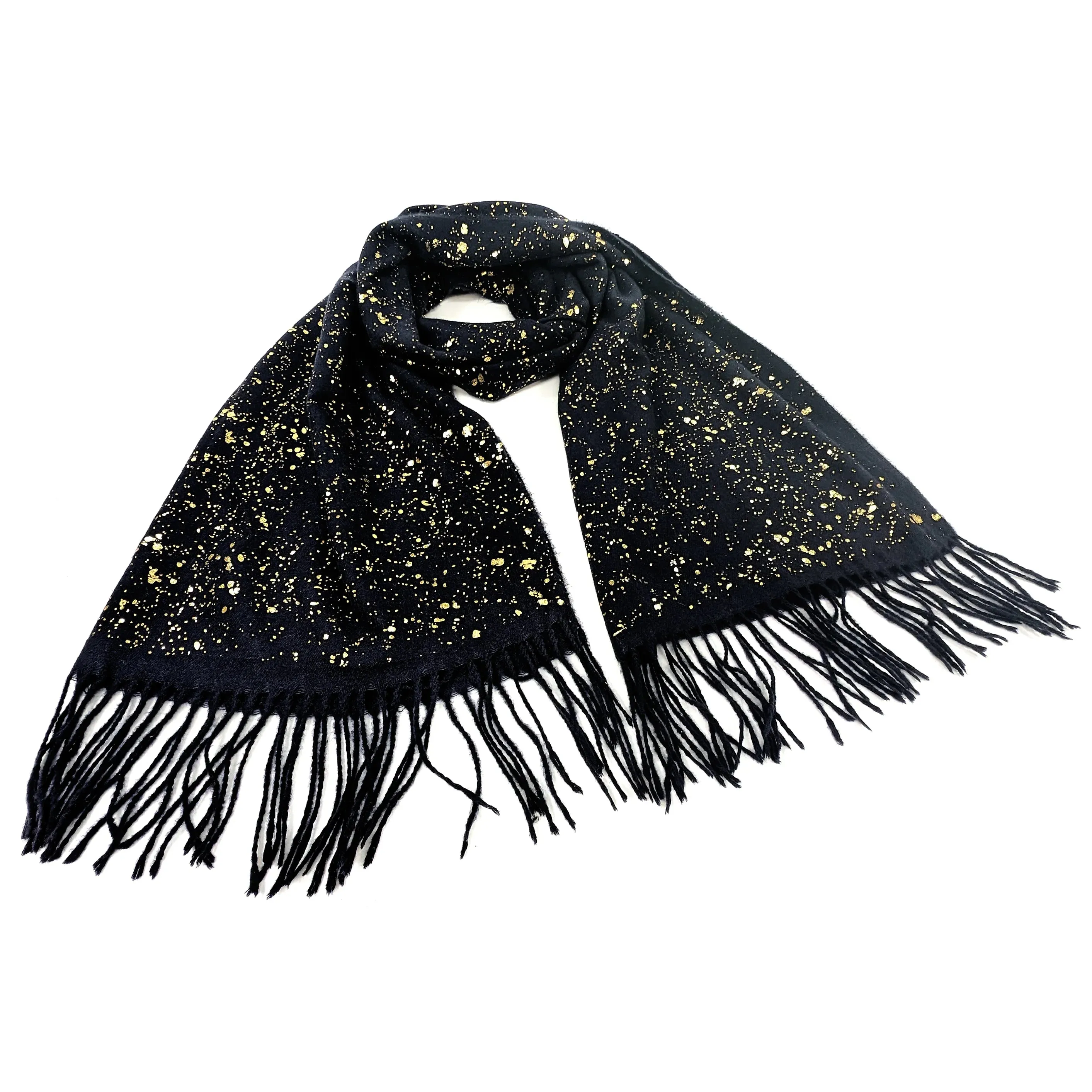 Black Ginger 180cm Black Splatters of Sparkle Byala Pashmina Scarf - 736-408