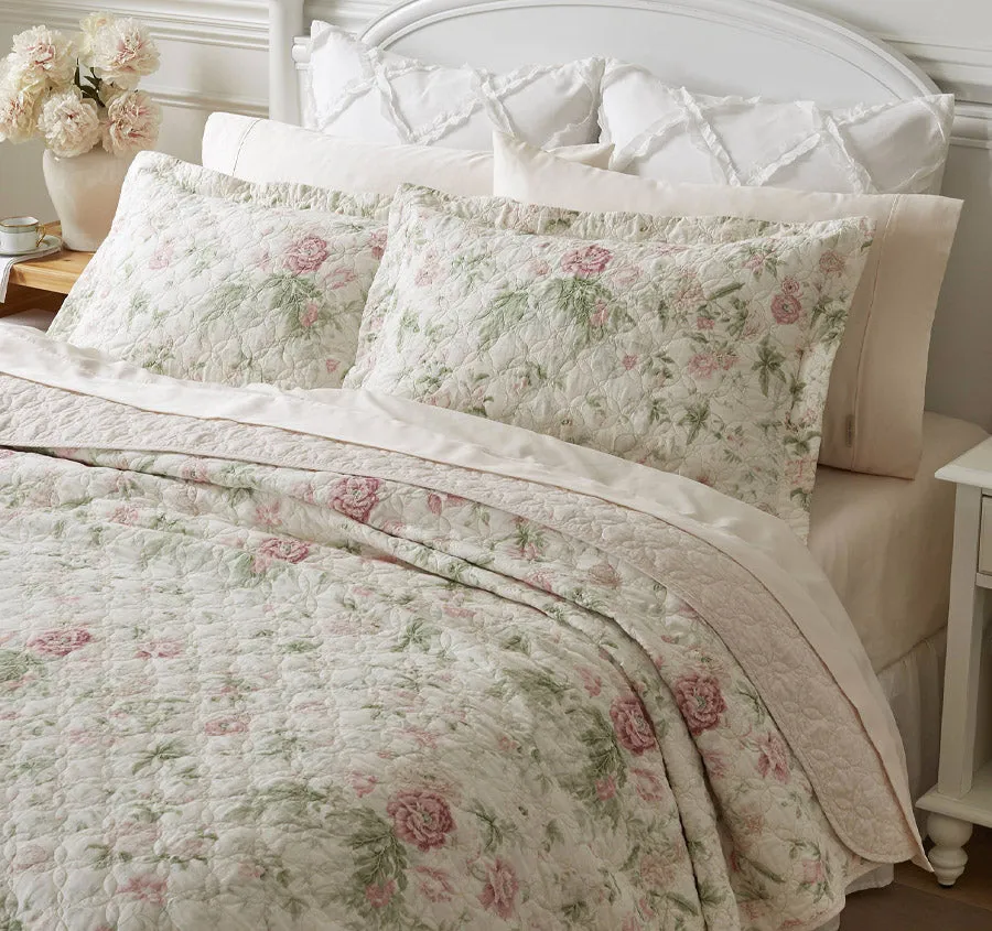 Breezy Floral Coverlet Set Pink and Green