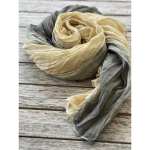 Cotton Crinkle Scarf -Butter Cream Grey - Panelled - Ombre