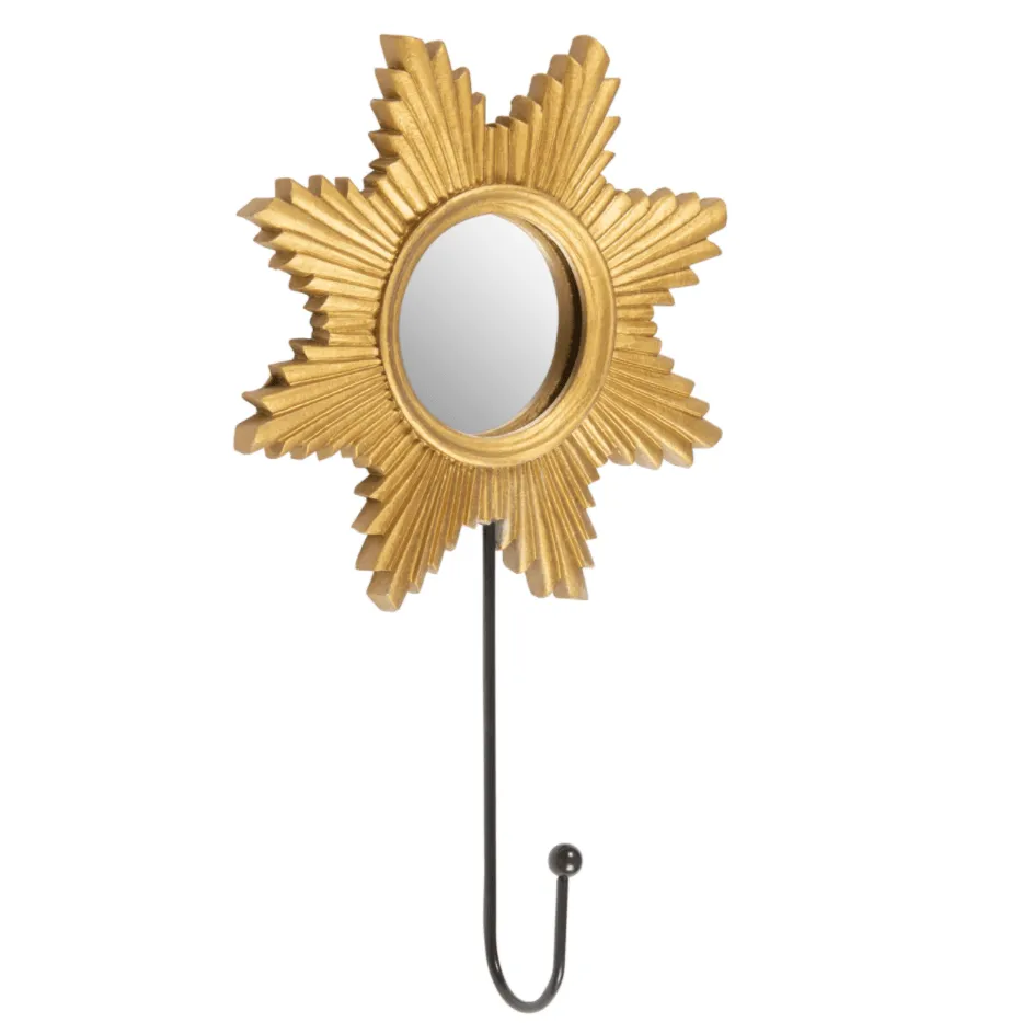 Gold Sun Decorative Mirror With Hook - 21cm