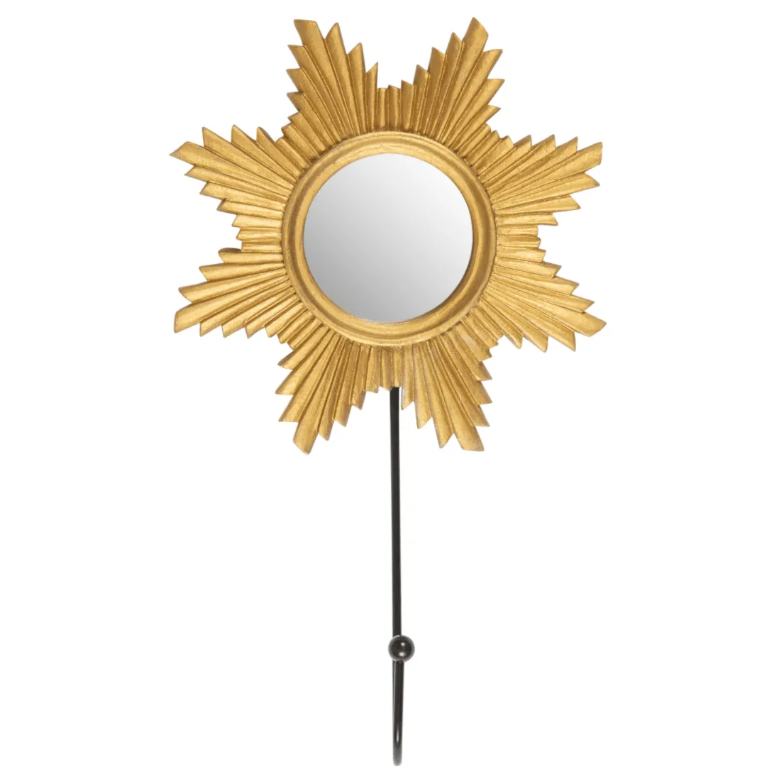 Gold Sun Decorative Mirror With Hook - 21cm