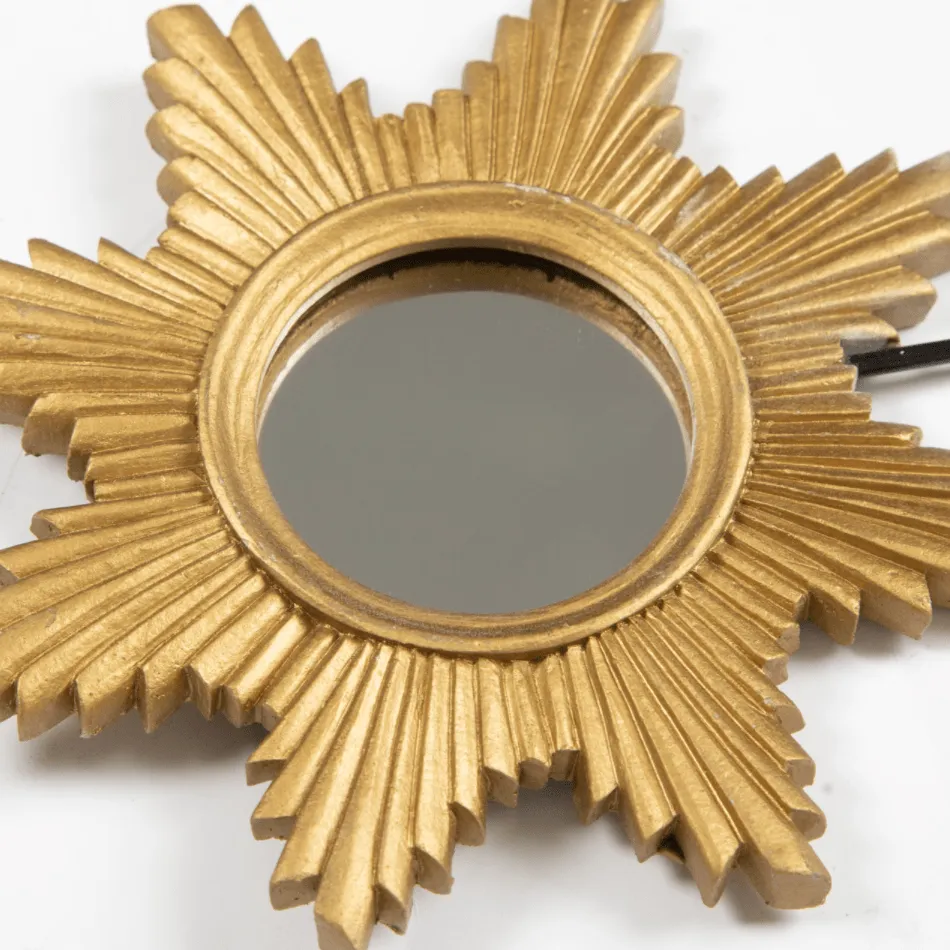 Gold Sun Decorative Mirror With Hook - 21cm