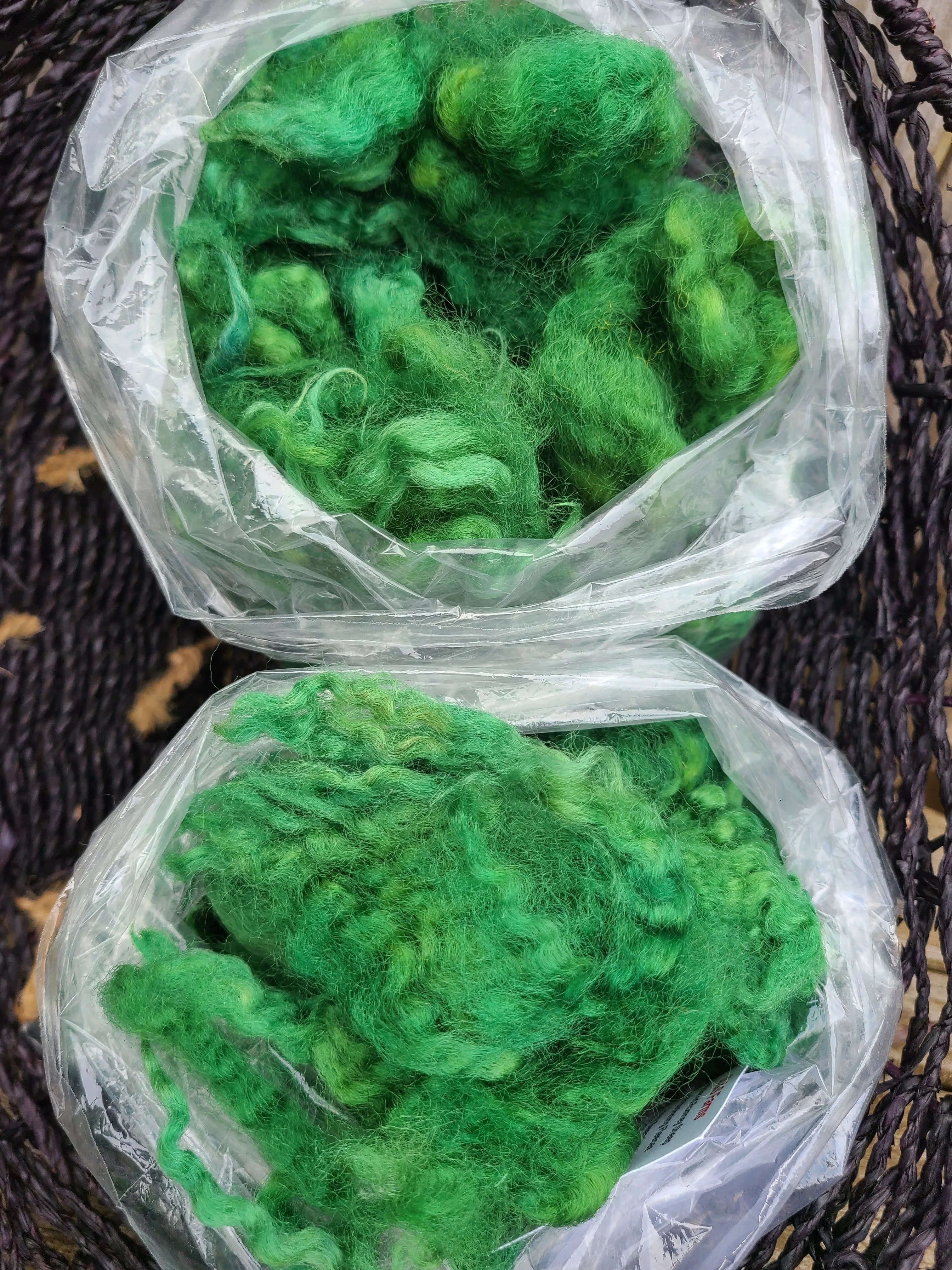 Locks Hunter Green dyed Romney Locks- 3.3 ounces