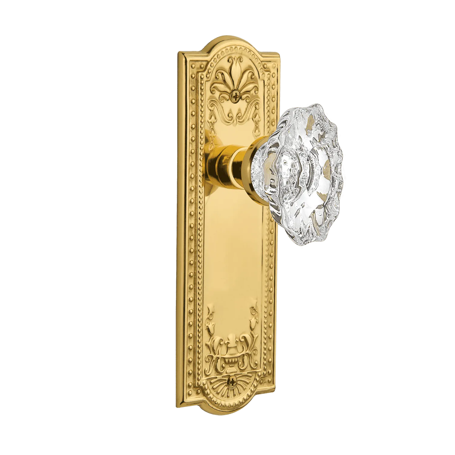 Meadows Long Plate with Chateau Knob in Unlacquered Brass