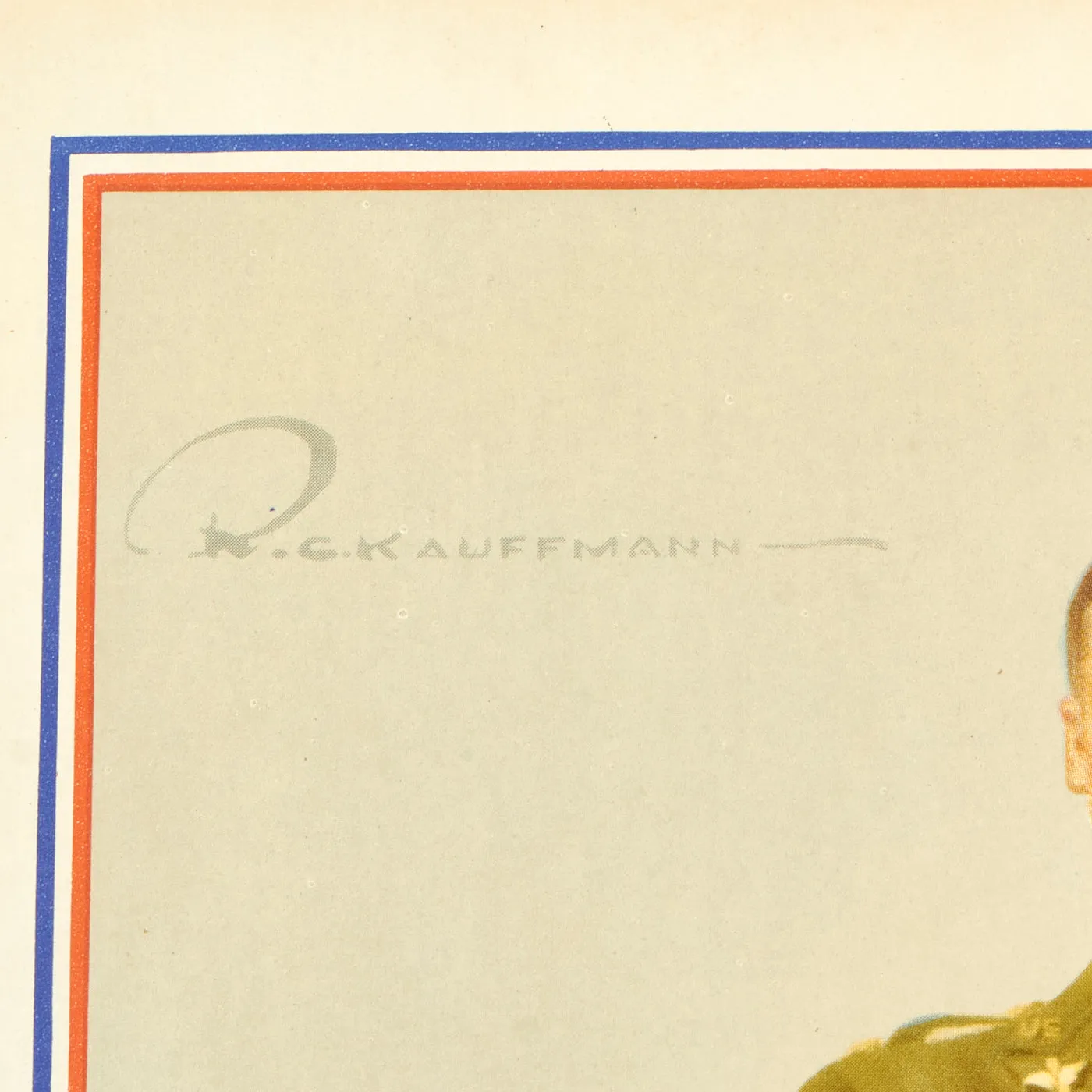 Original Outstanding Condition WWII U.S. Rigid Poster “Join The Red Cross” by Artist R.C. Kauffmann - 20" x 15"