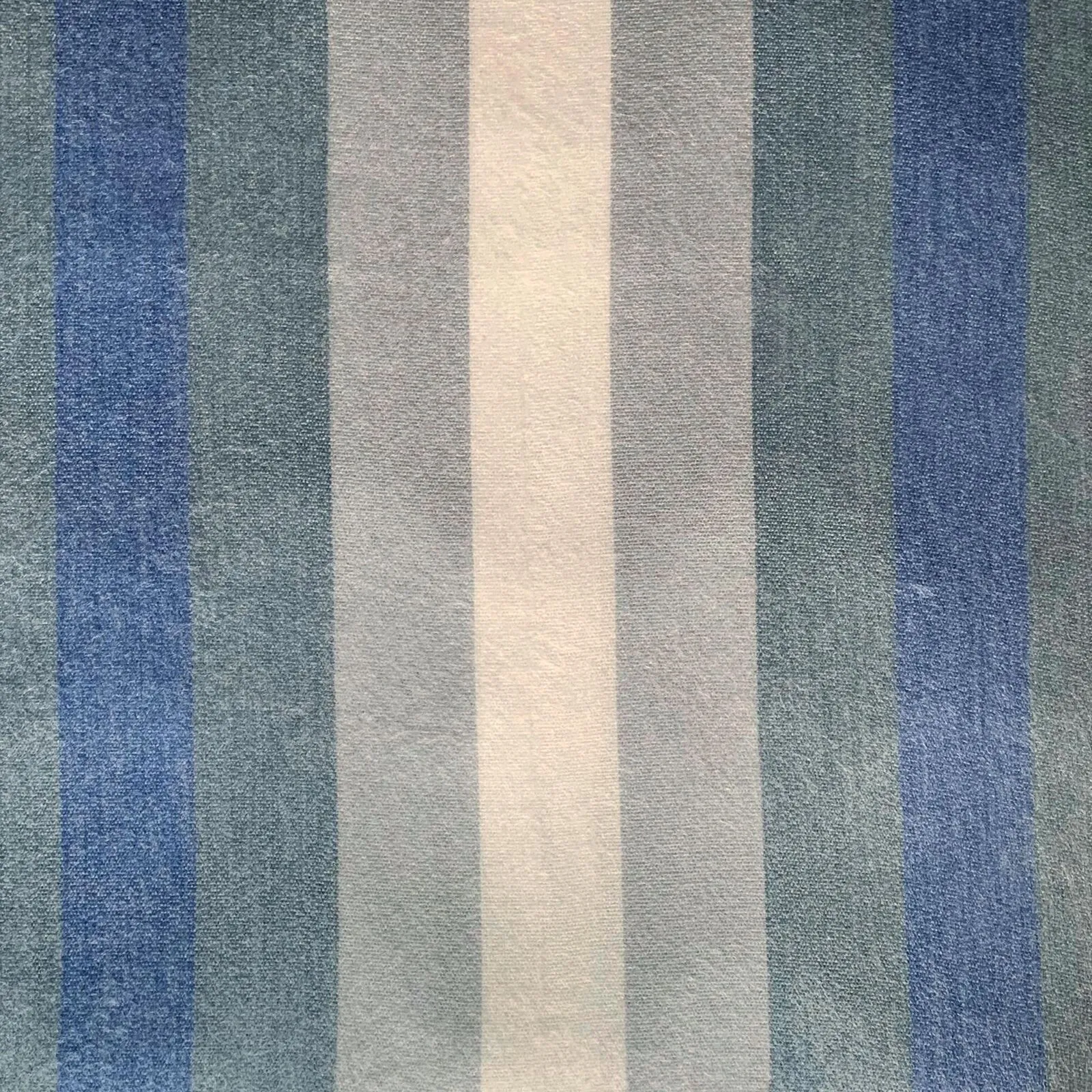 Poguios - Baby Alpaca Wool Throw Blanket / Sofa Cover - Queen 90" x 65" - thick stripes pattern white/blue/gray