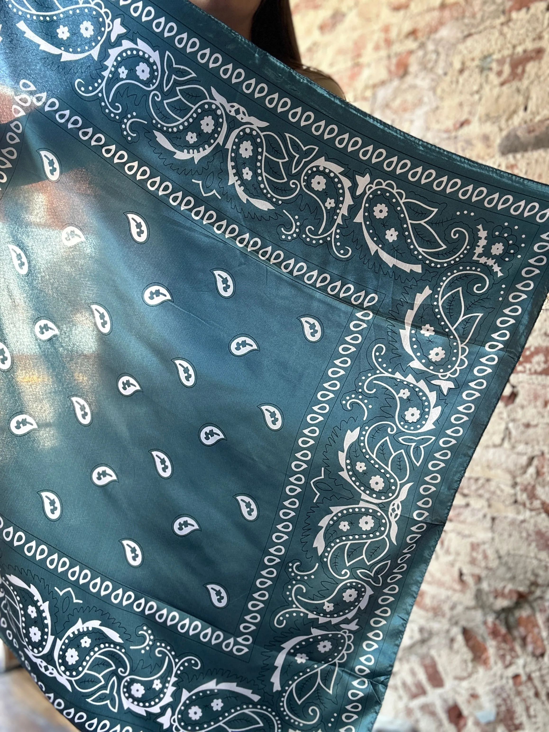 Risata Deep Turquoise Paisley Wild Rag